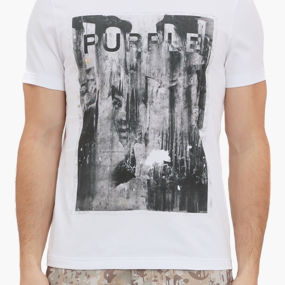 Purple Men's White Short Sleeve Tee